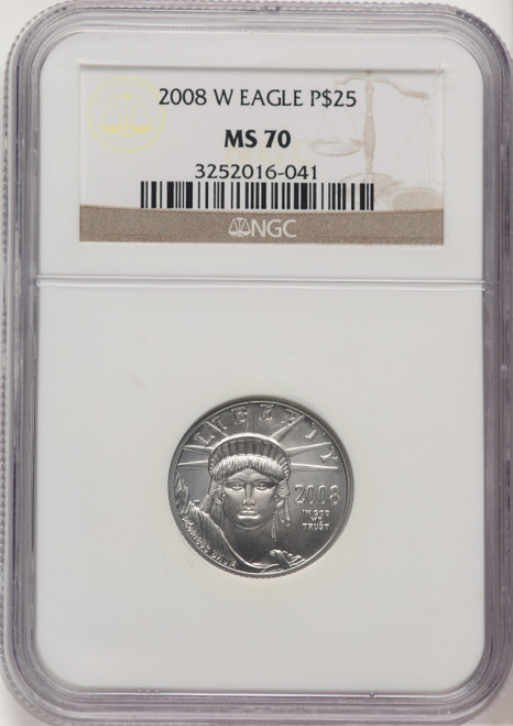 2008-W $25 Quarter-Ounce Platinum Eagle Brown Label NGC MS70 (777192003)