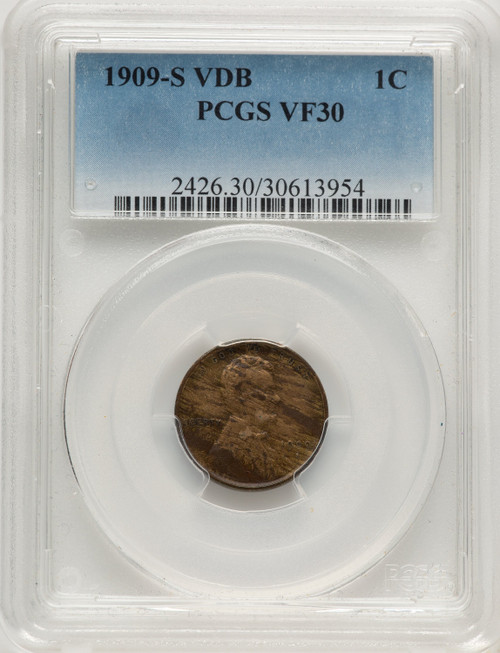 1909-S 1C VDB BN Lincoln Cent PCGS VF30 (520930027)