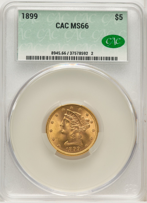 1899 $5 Liberty Half Eagle CACG MS66