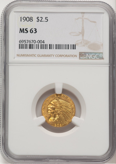 1908 $2.50 Indian Quarter Eagle NGC MS63 (777472029)