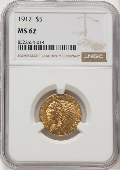 1912 $5 Indian Half Eagle NGC MS62 (572404005)