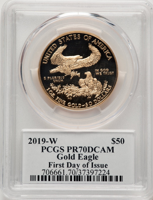 2019-W $50 One-Ounce Gold Eagle Moy Signature FDI PCGS PR70 Ed Moy