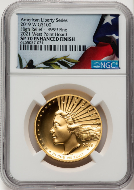 2019-W G$100 American Liberty High Relief Enhanced Bunting Flag NGC MS70 (521292043)