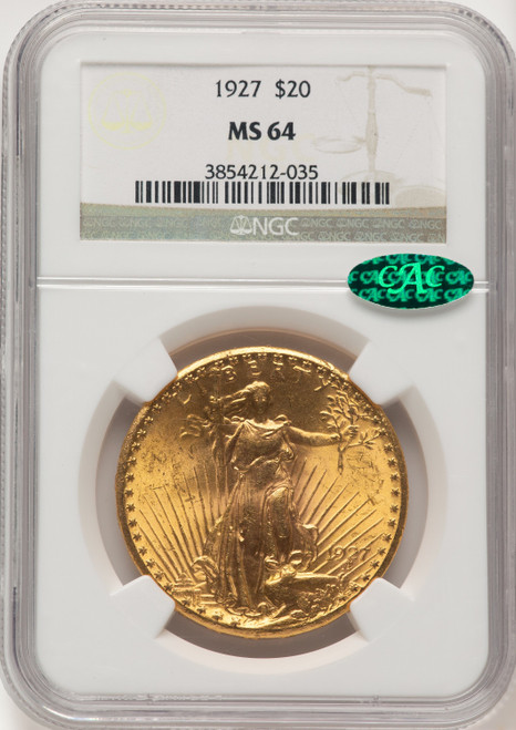 1927 $20 CAC Saint-Gaudens Double Eagle NGC MS64 (507178002)