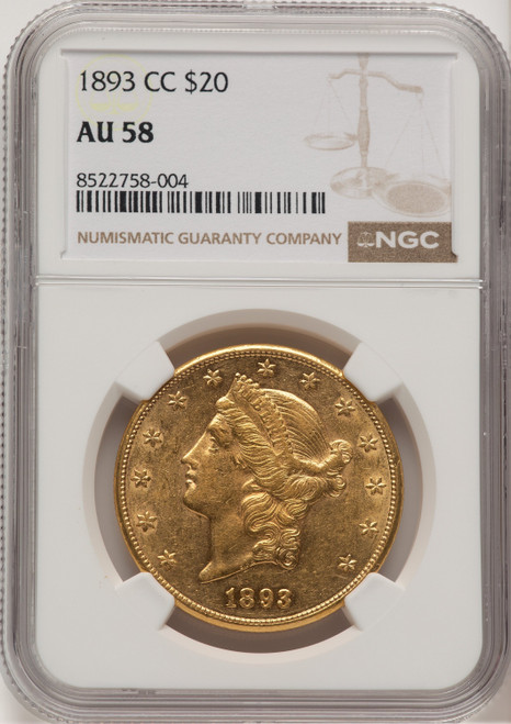 1893-CC $20 Liberty Double Eagle NGC AU58 (775996001)