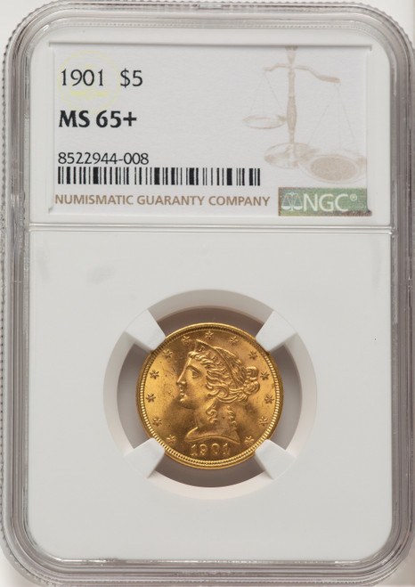 1901 $5 Liberty Half Eagle NGC MS65+ (777428036)