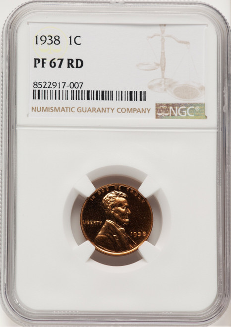 1938 1C RD Proof Lincoln Cent NGC PR67