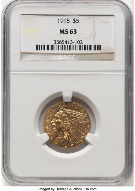 1915 $5 Indian Half Eagle NGC MS63 (777927014) 1915 $5 Indian Half Eagle NGC MS63 (777927014)