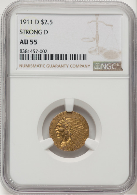 1911-D $2.50 Indian Quarter Eagle NGC AU55