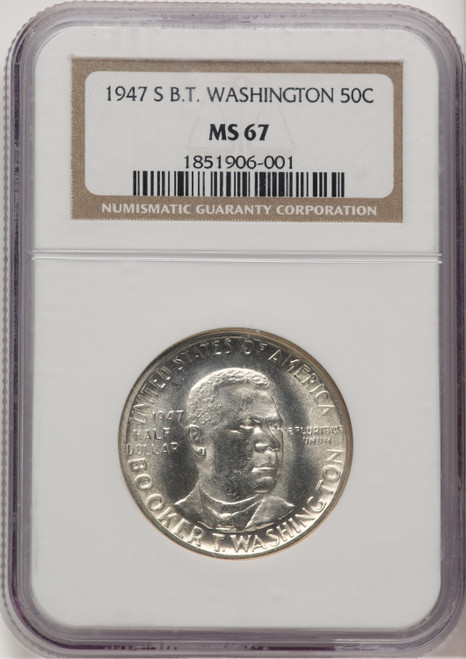 1947-S 50C Booker T. Washington Commemorative Silver NGC MS67 1947-S 50C Booker T. Washington Commemorative Silver NGC MS67