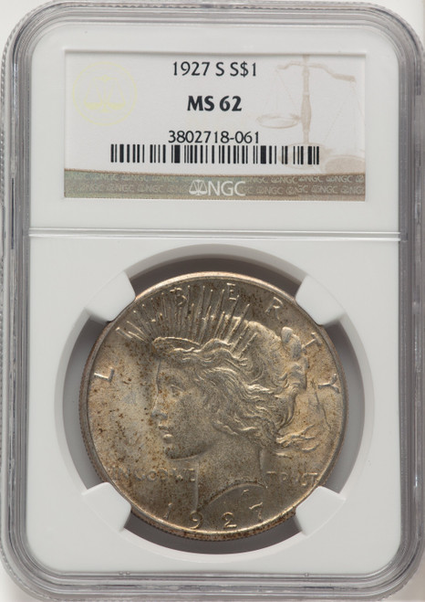 1927-S Peace Dollar NGC MS62