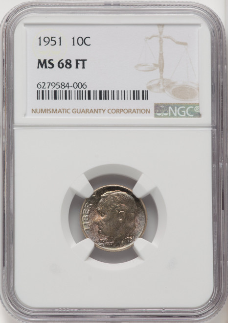1951 10C FT Roosevelt Dime NGC MS68