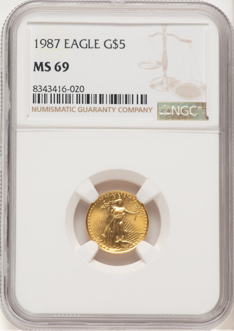 1987 Gold Eagle 1/10 oz Brown Label NGC MS69