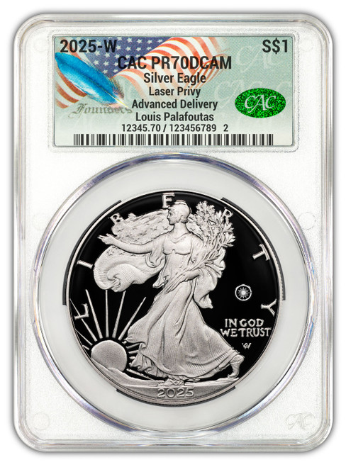 2025-W Silver American Eagle Laser Engraved AD CAC PF70 Founders