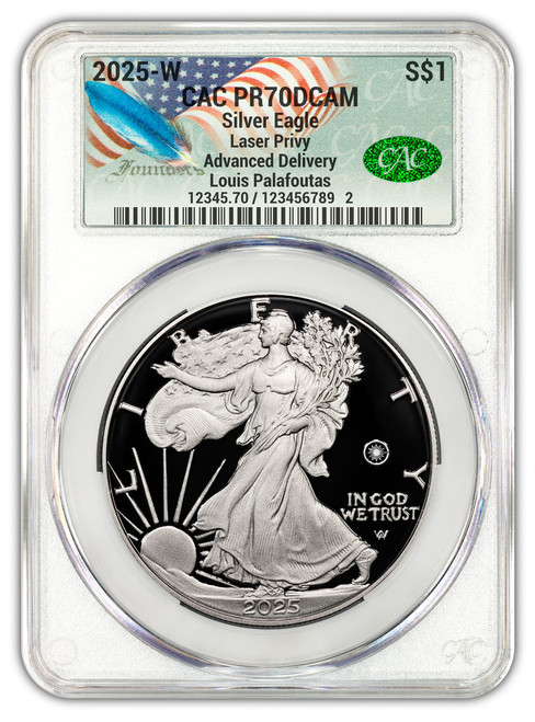 2025-W Silver Eagle Laser Engraved Privy AD CAC PR70 Founders