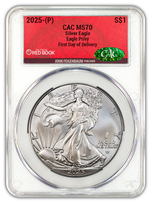 2025 (P) Silver Eagle First Eagle Privy FDD CACG MS70 Redbook Label