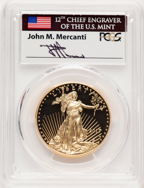 2017-W Proof Gold Eagle 1 oz John PCGS MS70 Mercanti