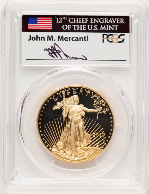 2019-W Proof Gold Eagle 1 oz FDI John PCGS MS70 Mercanti