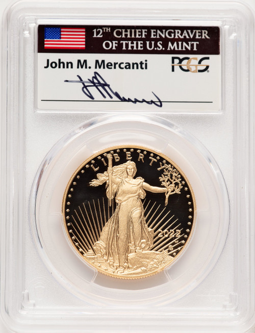 2022-W Proof Gold Eagle 1 oz John PCGS MS70 Mercanti