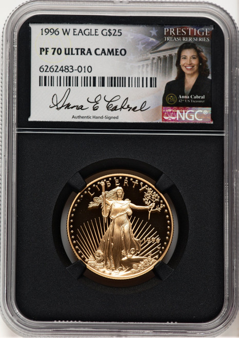 1996-W Proof Gold Eagle 1/2 oz Anna Cabral Prestige Treasurer Series NGC MS70