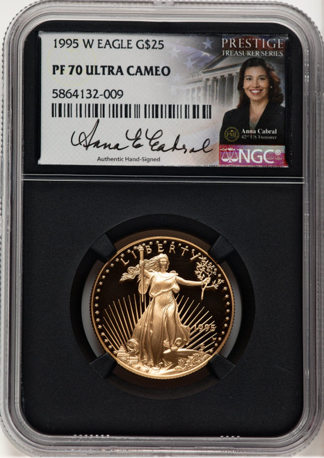 1995-W Proof Gold Eagle 1/2 oz Anna Cabral Prestige Treasurer Series NGC MS70