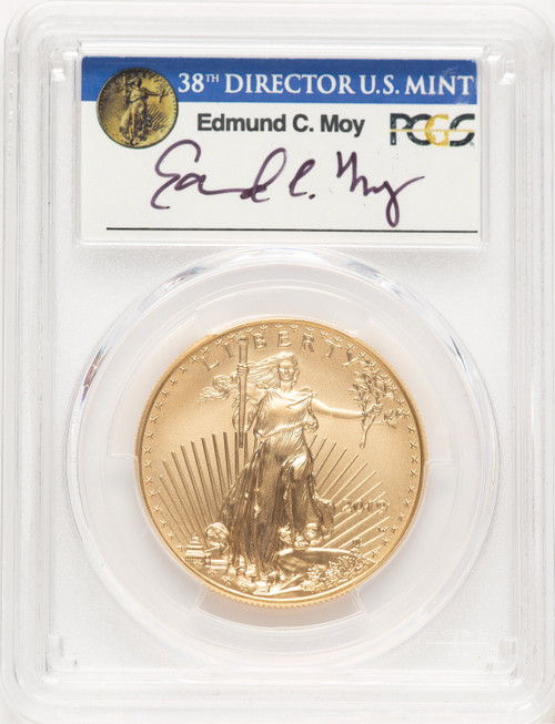 2019-W Burnished Gold Eagle 1 oz FDI Washington PCGS PR70 Ed Moy