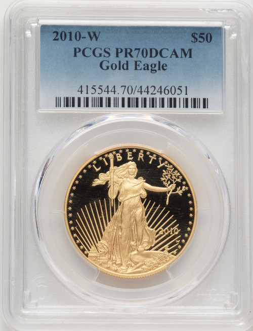 2010-W Proof Gold Eagle 1 oz Blue Gradient PCGS MS70