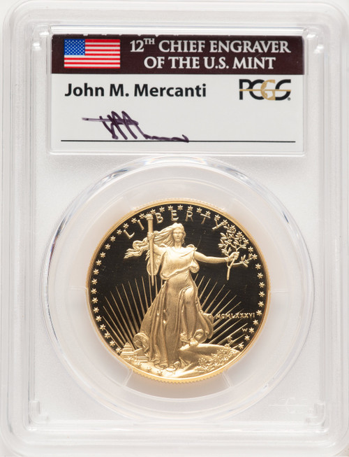 1986-W Proof Gold Eagle 1 oz John First Year of Issue PCGS MS70 Mercanti