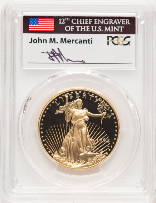 1994-W Proof Gold Eagle 1 oz John PCGS MS70 Mercanti
