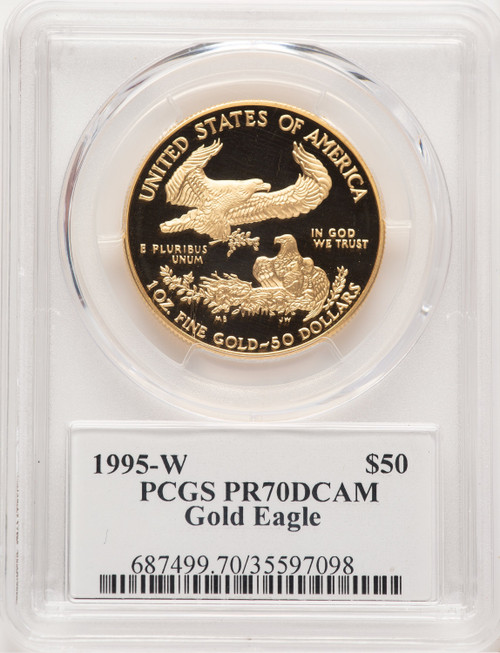 1995-W Proof Gold Eagle 1 oz John PCGS MS70 Mercanti
