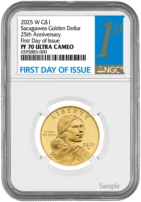 2025-W Sacagawea 25th Anniversary Gold Dollar 24K FDI NGC PF70