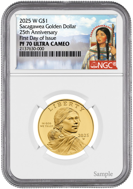 2025-W Sacagawea 25th Anniversary Gold Dollar FDI NGC PF70