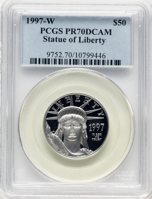 1997-W Proof Platinum Eagle 1/2 oz Blue Label PCGS PR70