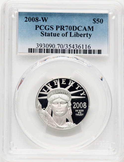 2008-W Proof Platinum Eagle 1/2 oz Blue Gradient PCGS PR70
