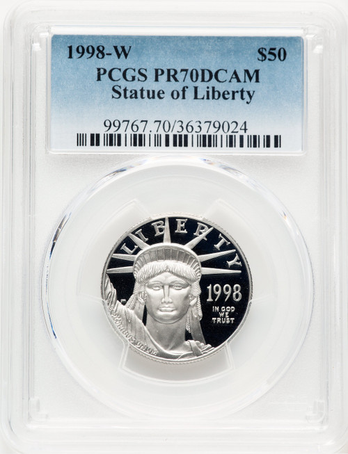 1998-W Proof Platinum Eagle 1/2 oz Blue Gradient PCGS PR70