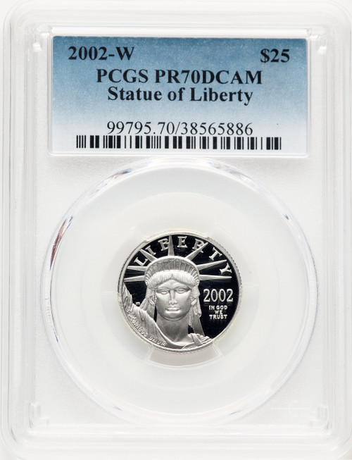 2002-W Proof Platinum Eagle 1/4 oz Blue Gradient PCGS PR70