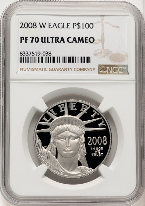 2008-W Proof Platinum Eagle 1 oz Brown Label NGC PF70