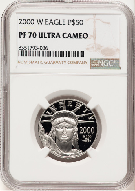 2000-W Proof Platinum Eagle 1/2 oz Brown Label NGC PF70