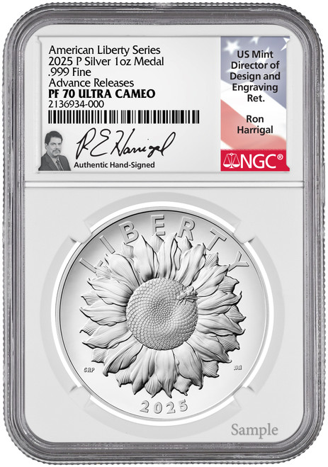 2025-P American Liberty Series Silver Medal FDI NGC PF70 Harrigal