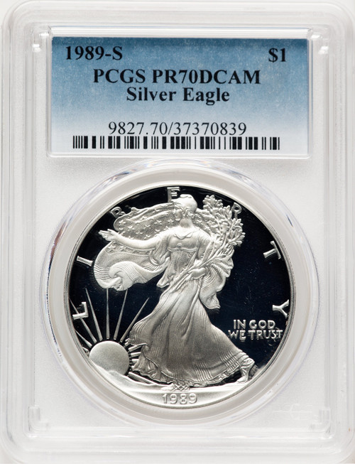 1988-S Proof Silver Eagle 1 oz Blue Gradient PCGS PR70 (765060017