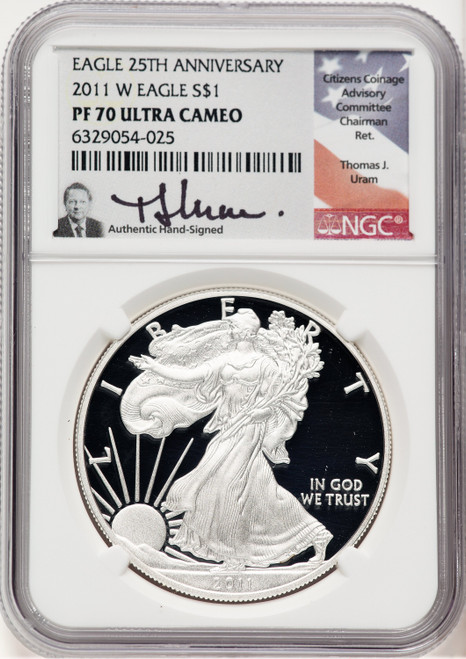 2011-W Proof Silver Eagle 1 oz Thomas Uram NGC PF70