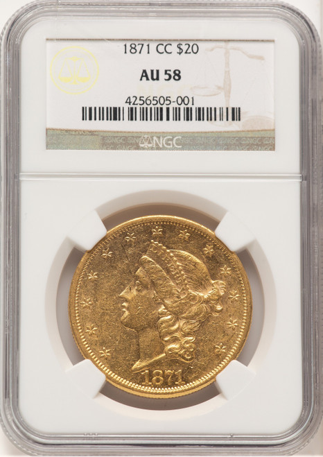 1871-CC $20 Liberty Double Eagle NGC AU58