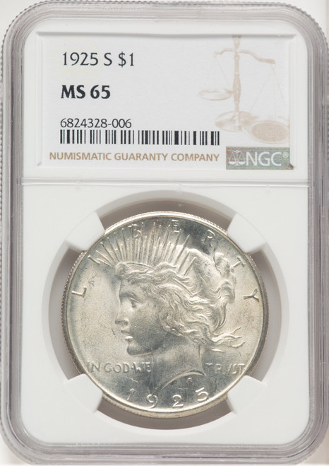 1925-S Peace Dollar NGC MS65 (777392001) 1925-S Peace Dollar NGC MS65 (777392001)