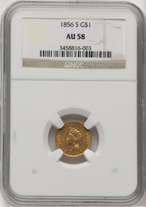 1856-S G$1 Type 2 Gold Dollar NGC AU58 (778256033)