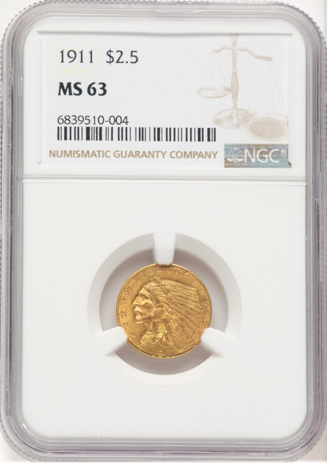 1911 $2.50 Indian Quarter Eagle NGC MS63 (779624001)