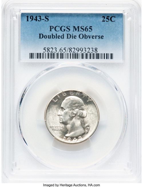 1943-S 25C FS-101 Washington Quarter PCGS MS65