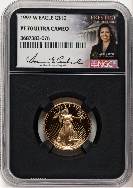 1997-W Proof Gold Eagle 1/4 oz Anna Cabral Prestige Treasurer Series NGC PF70