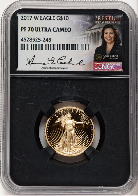 2017-W Proof Gold Eagle 1/4 oz Anna Cabral Prestige Treasurer Series NGC PF70