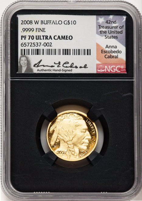 2008-W Proof Gold Buffalo 1/4 oz Anna Cabral NGC PF70