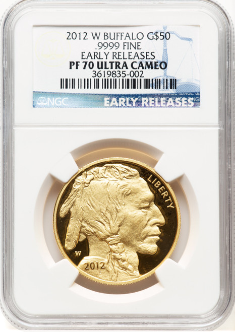 2012-W Proof Gold Buffalo 1 oz ER Blue NGC PF70